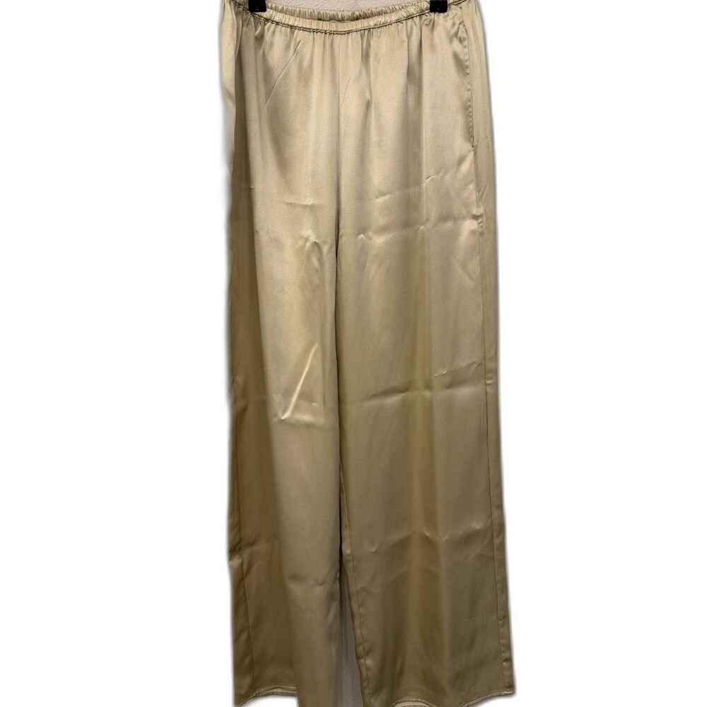 Enza Costa Silk Satin Pantlet Blonde Wide Leg Pull-On Pants - Med - $495 MSRP - Picture 3 of 6